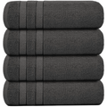 4-Piece Bath Towel Set with Quick Dry Cotton Terry Cloth and Decorative Border - Image 37