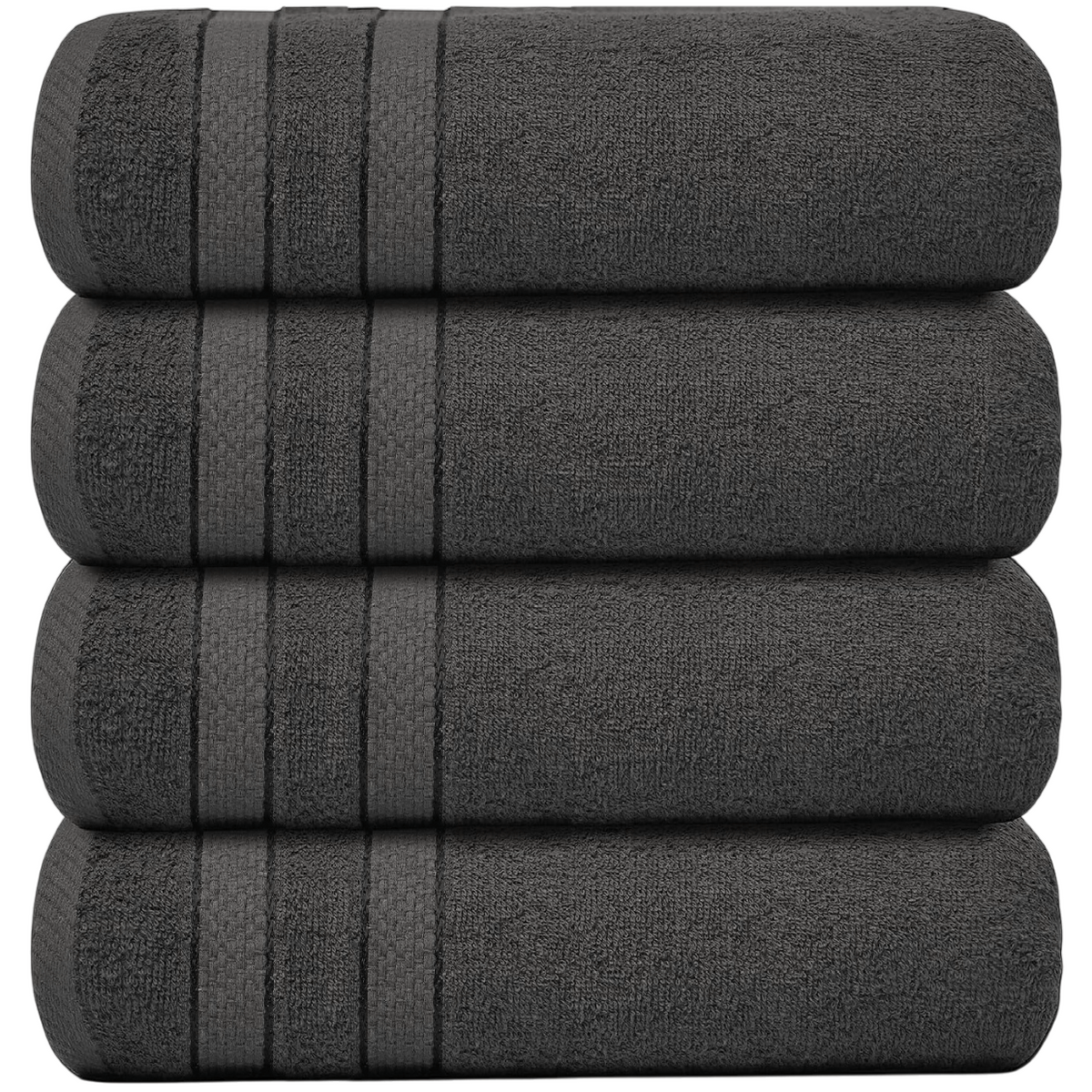 4-Piece Bath Towel Set with Quick Dry Cotton Terry Cloth and Decorative Border - Image 37