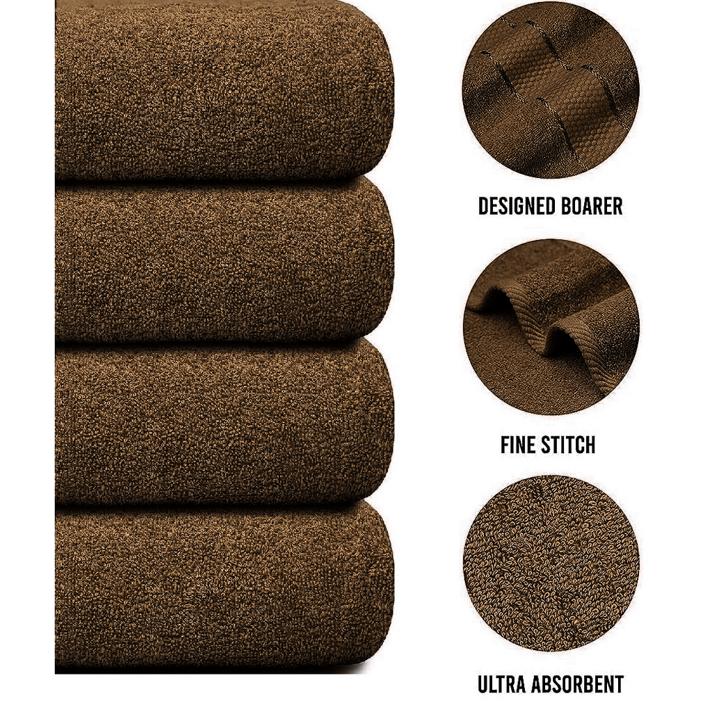 4-Piece Bath Towel Set with Quick Dry Cotton Terry Cloth and Decorative Border - Image 42