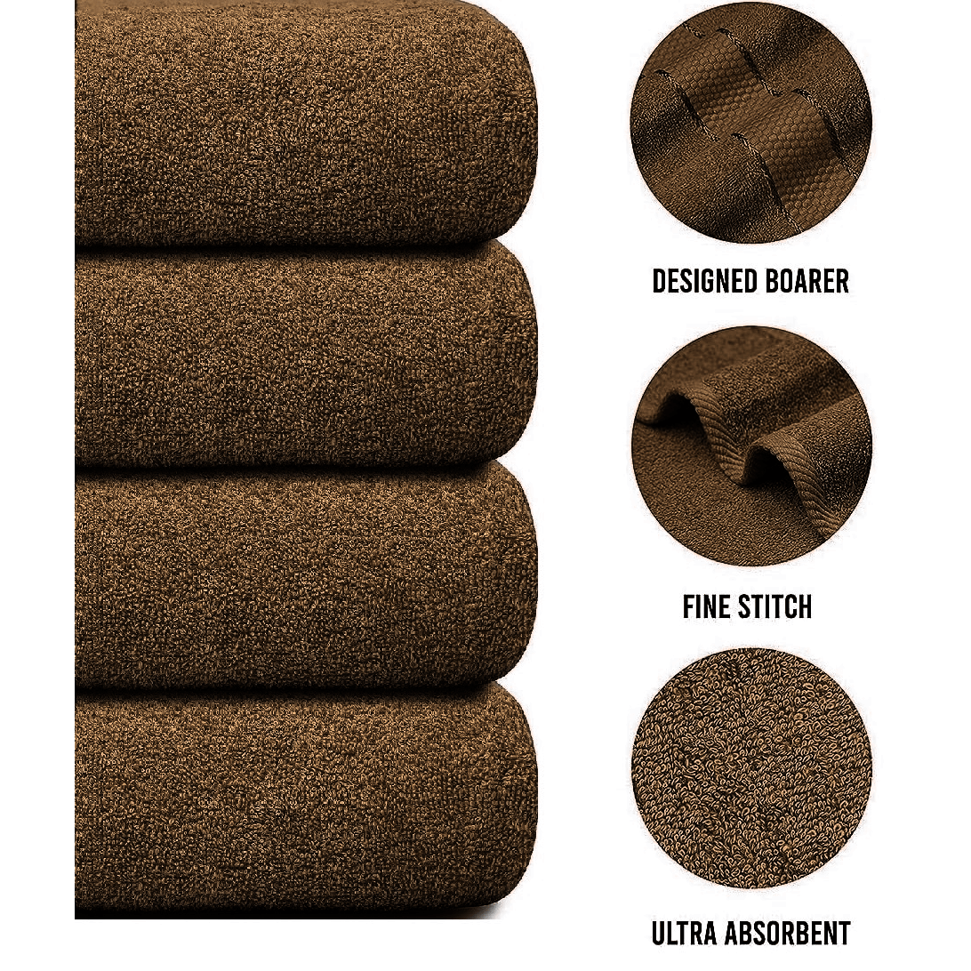 4-Piece Bath Towel Set with Quick Dry Cotton Terry Cloth and Decorative Border - Image 42