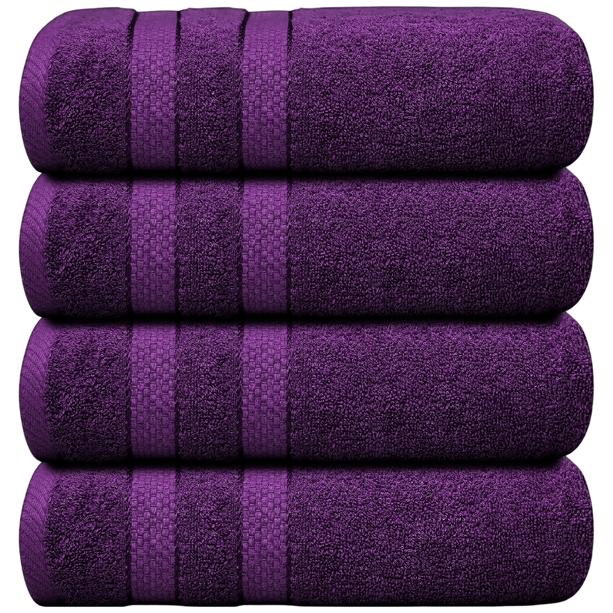 4-Piece Bath Towel Set with Quick Dry Cotton Terry Cloth and Decorative Border - Image 43