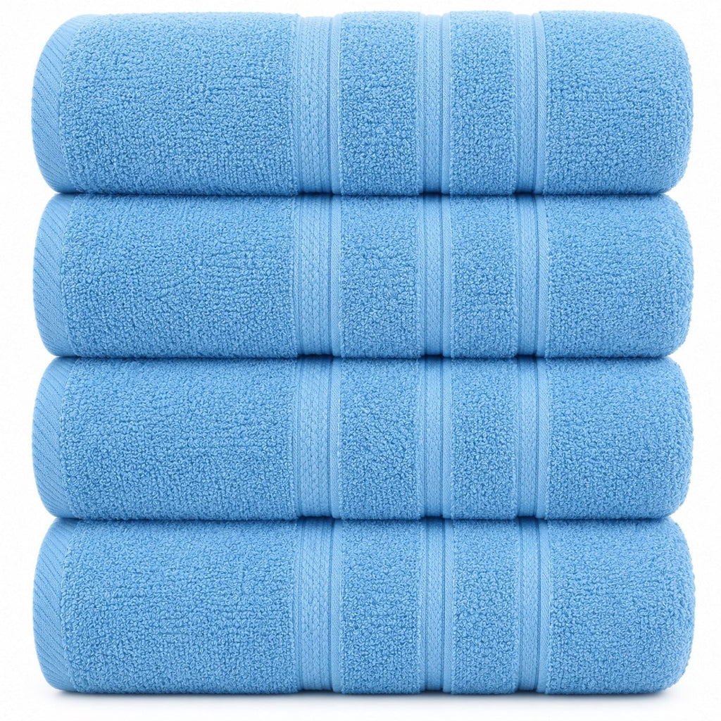 4-Piece Bath Towel Set with Quick Dry Cotton Terry Cloth and Decorative Border - Image 45