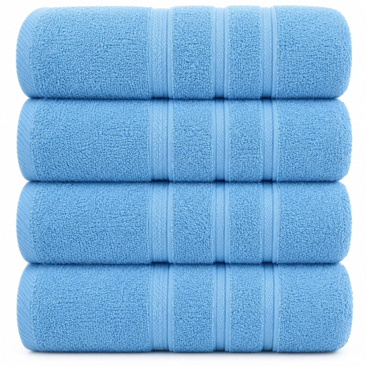 4-Piece Bath Towel Set with Quick Dry Cotton Terry Cloth and Decorative Border - Image 45