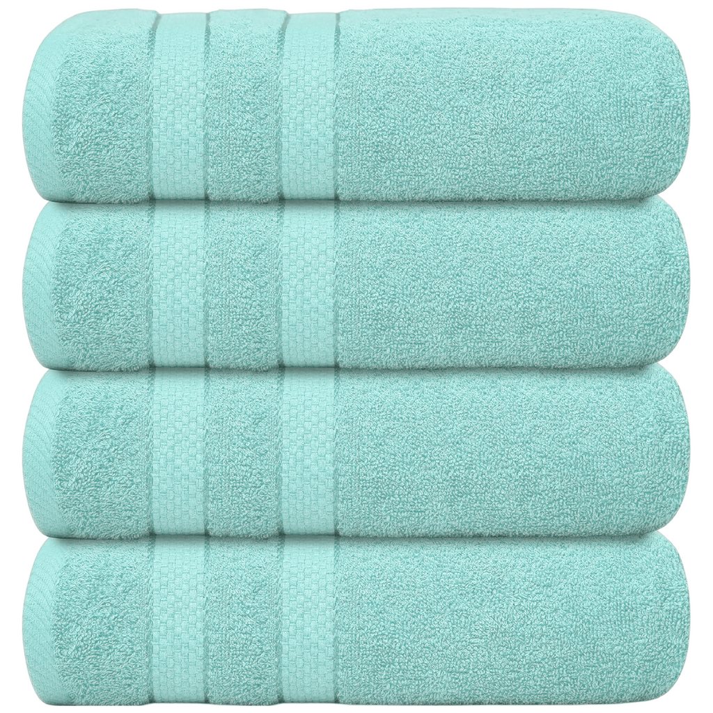 4-Piece Bath Towel Set with Quick Dry Cotton Terry Cloth and Decorative Border - Image 7