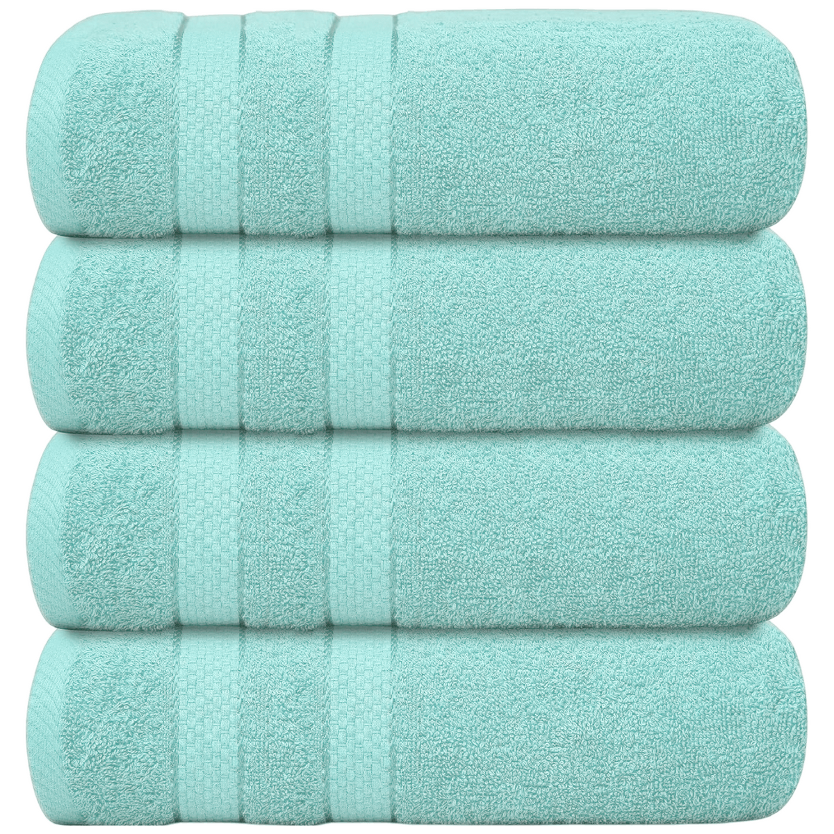 4-Piece Bath Towel Set with Quick Dry Cotton Terry Cloth and Decorative Border - Image 7