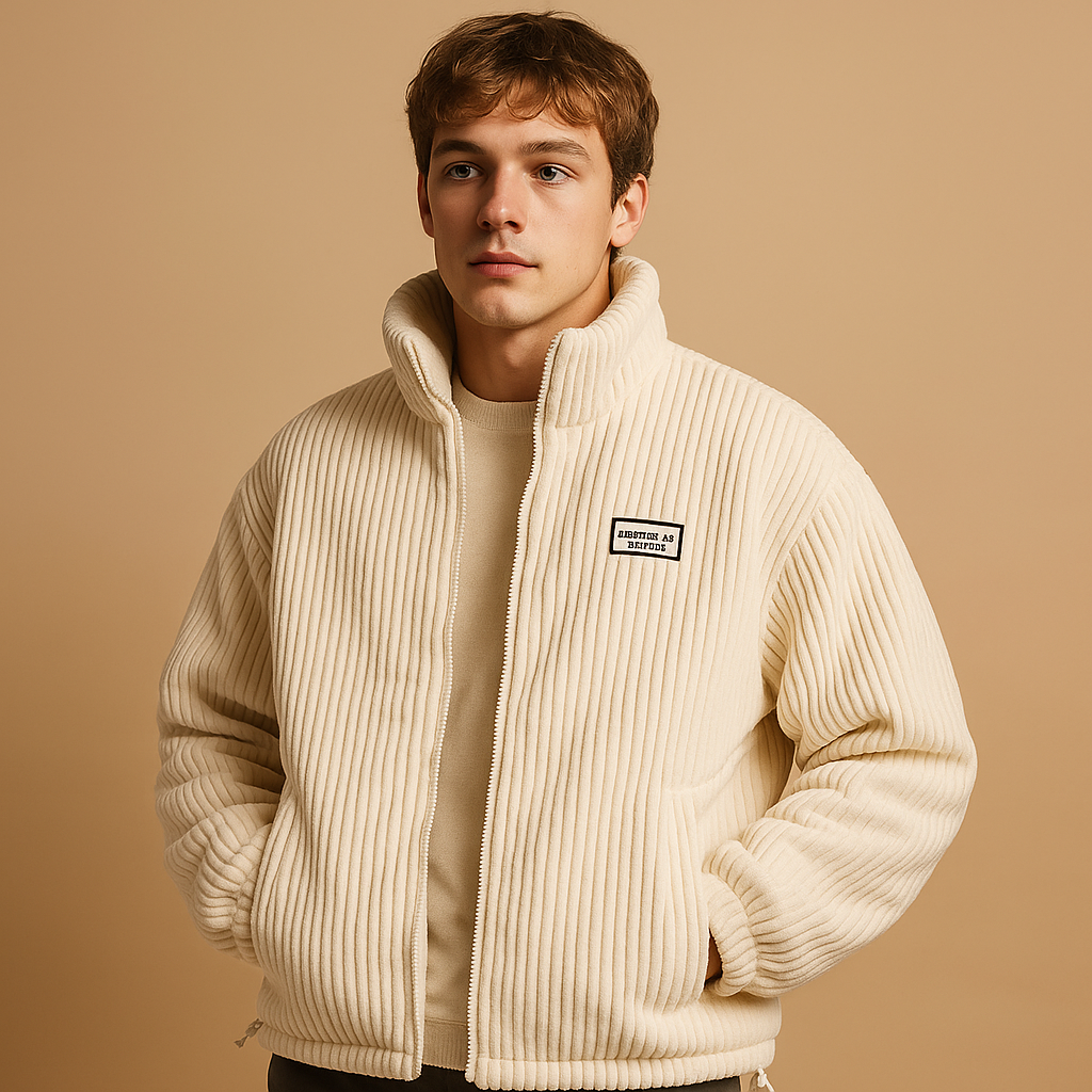 Men’s corduroy jacket with cotton lining and comfortable fit, suitable for cold days, casual outfits, and everyday wear.