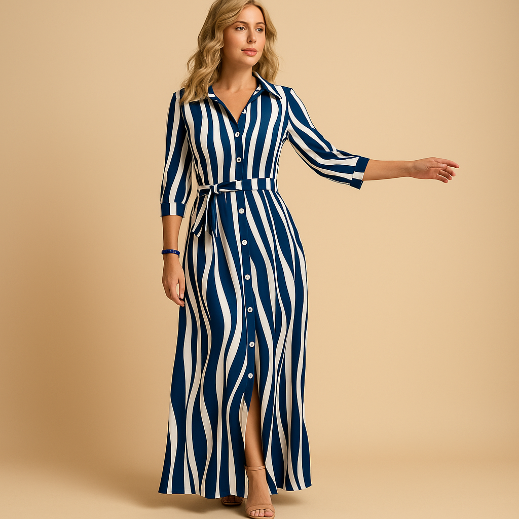 Long flowy summer dress for women with short sleeves and breathable fabric, ideal for beach days and casual summer outings.