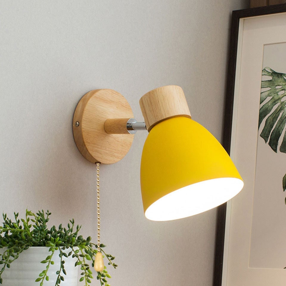 Adjustable Wall Sconce with Wooden Base and Swing Arm for Reading and Accent Lighting - Image 4