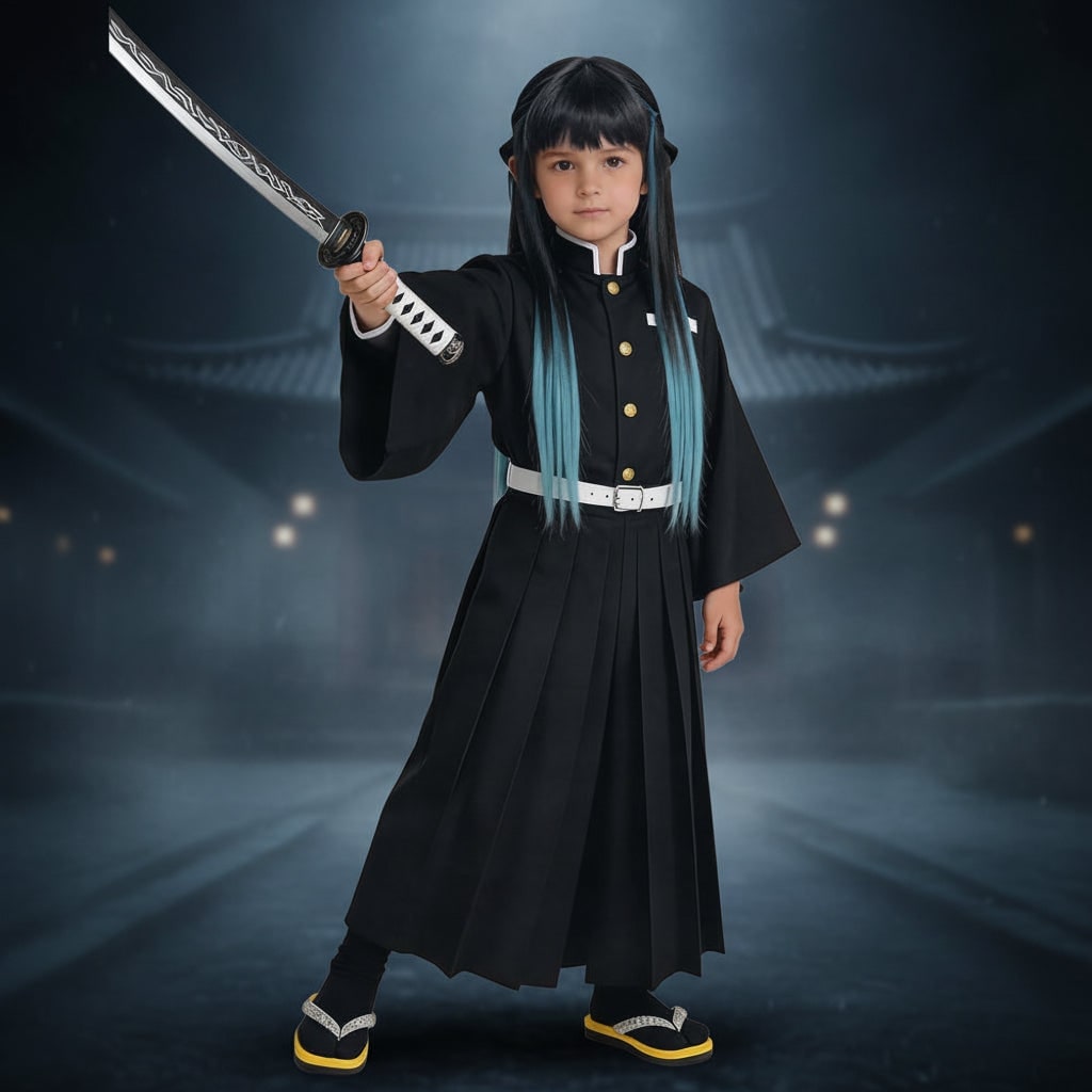Anime Cosplay Costume with High Collar Wide Sleeves Long and Belt for Halloween - Image 1