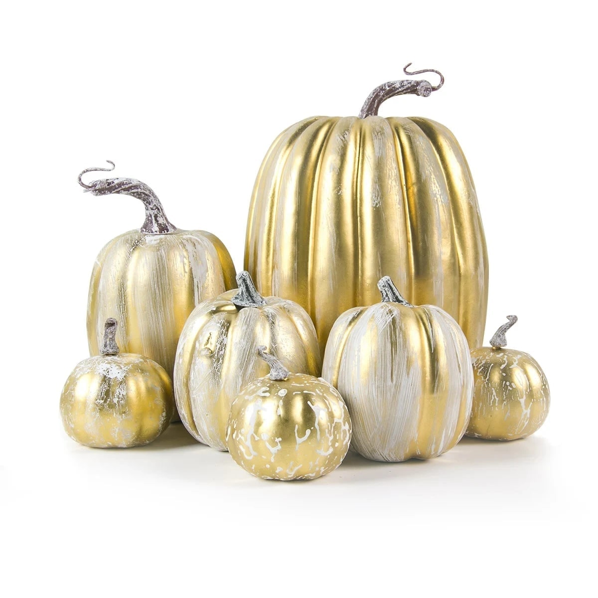 Artificial Pumpkins with Stems Set of 7 Assorted Sizes Autumn Decorative Décor - Image 4