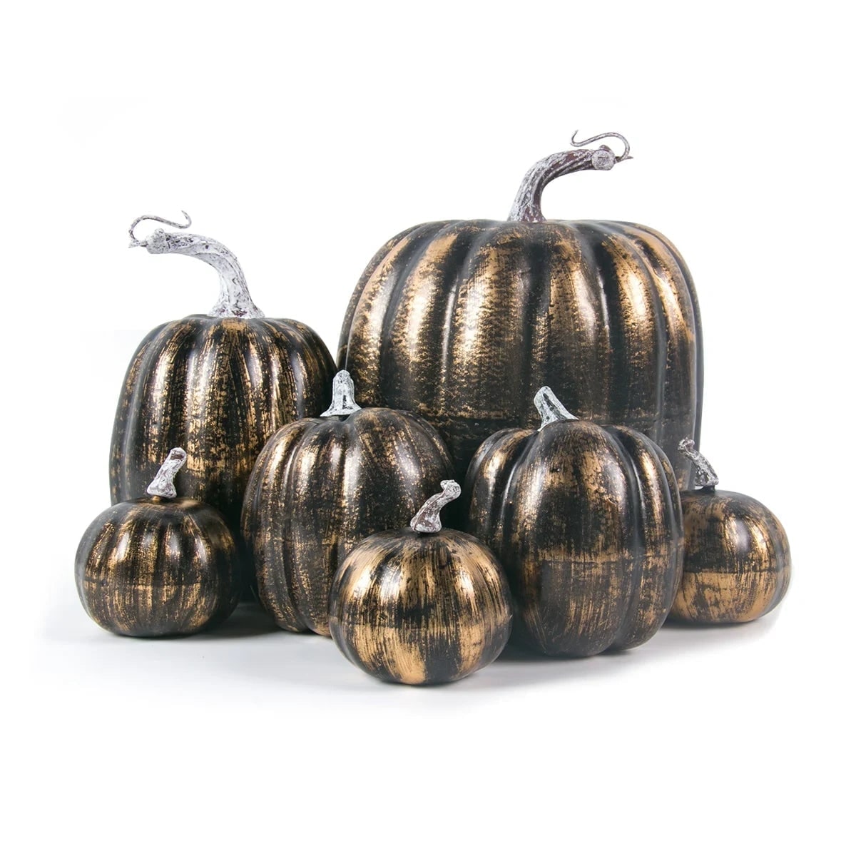 Artificial Pumpkins with Stems Set of 7 Assorted Sizes Autumn Decorative Décor - Image 5