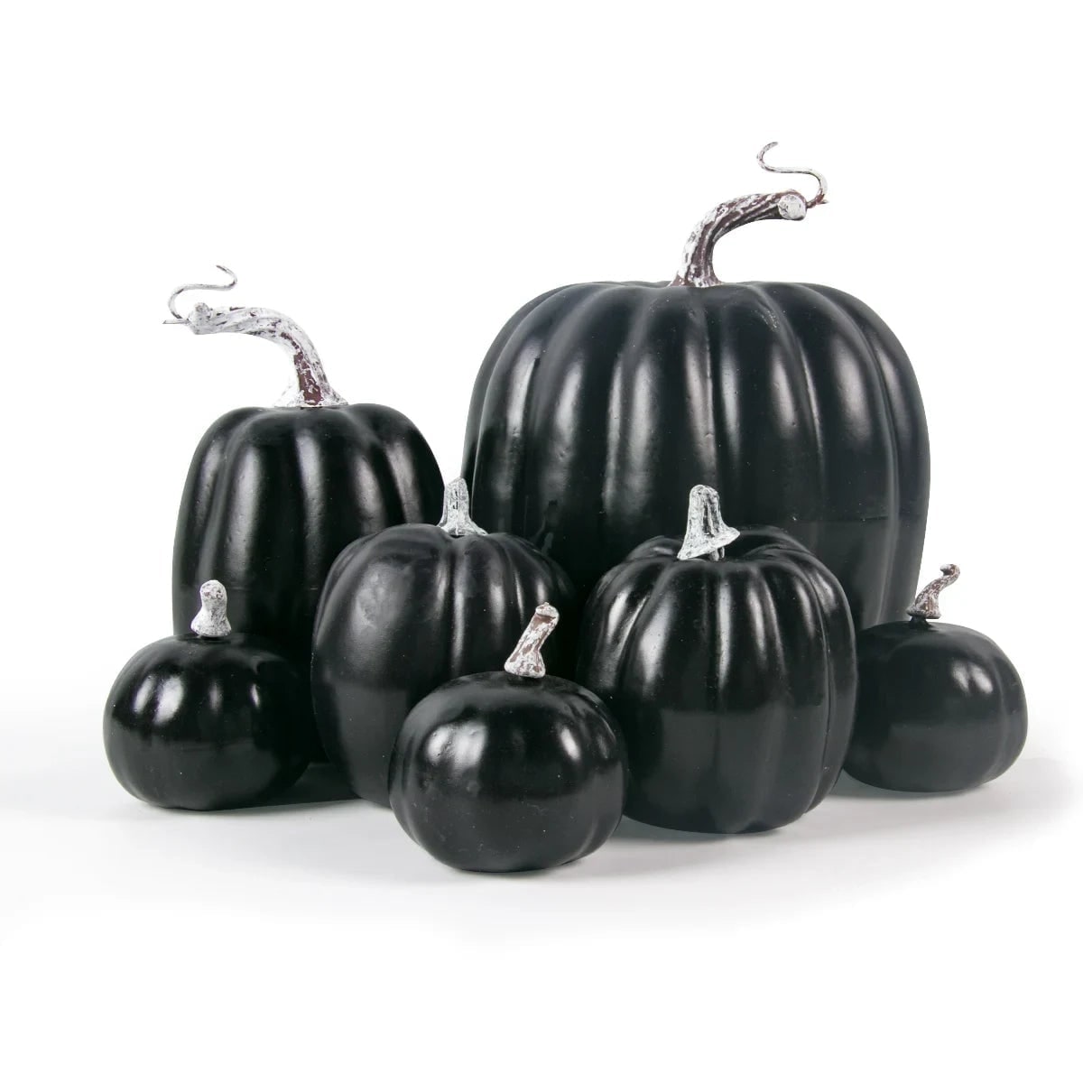 Artificial Pumpkins with Stems Set of 7 Assorted Sizes Autumn Decorative Décor - Image 6