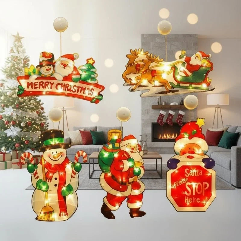 Battery Operated LED Christmas Window Lights with Suction Cup Mount for Indoor Holiday Decorations - Image 1