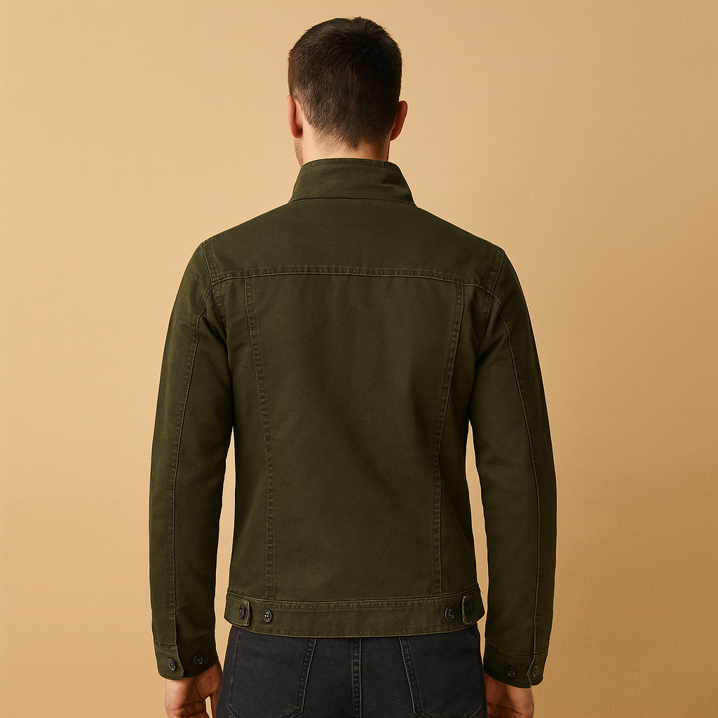 Men’s biker jacket with long sleeves featuring a bold design and comfortable fit, ideal for casual wear and evening looks during cooler days.