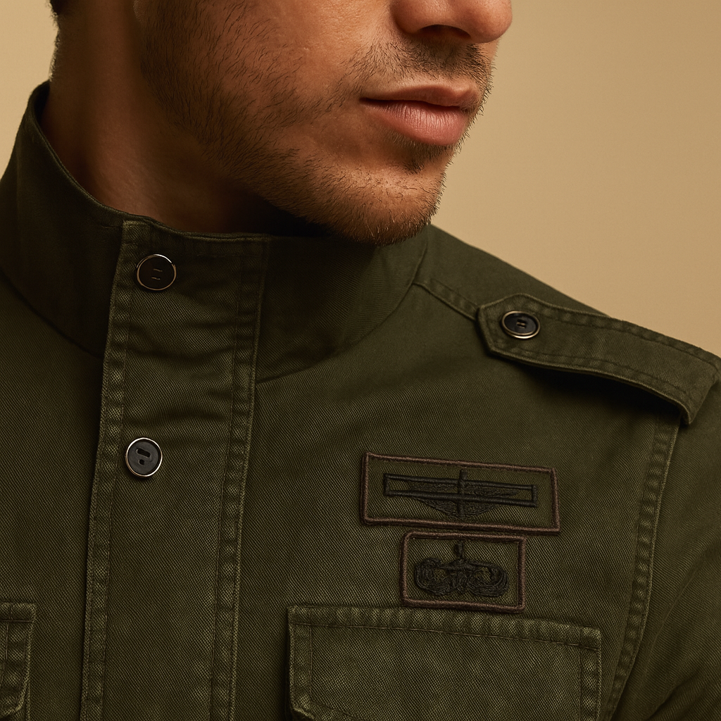 Men’s biker jacket with long sleeves featuring a bold design and comfortable fit, ideal for casual wear and evening looks during cooler days.