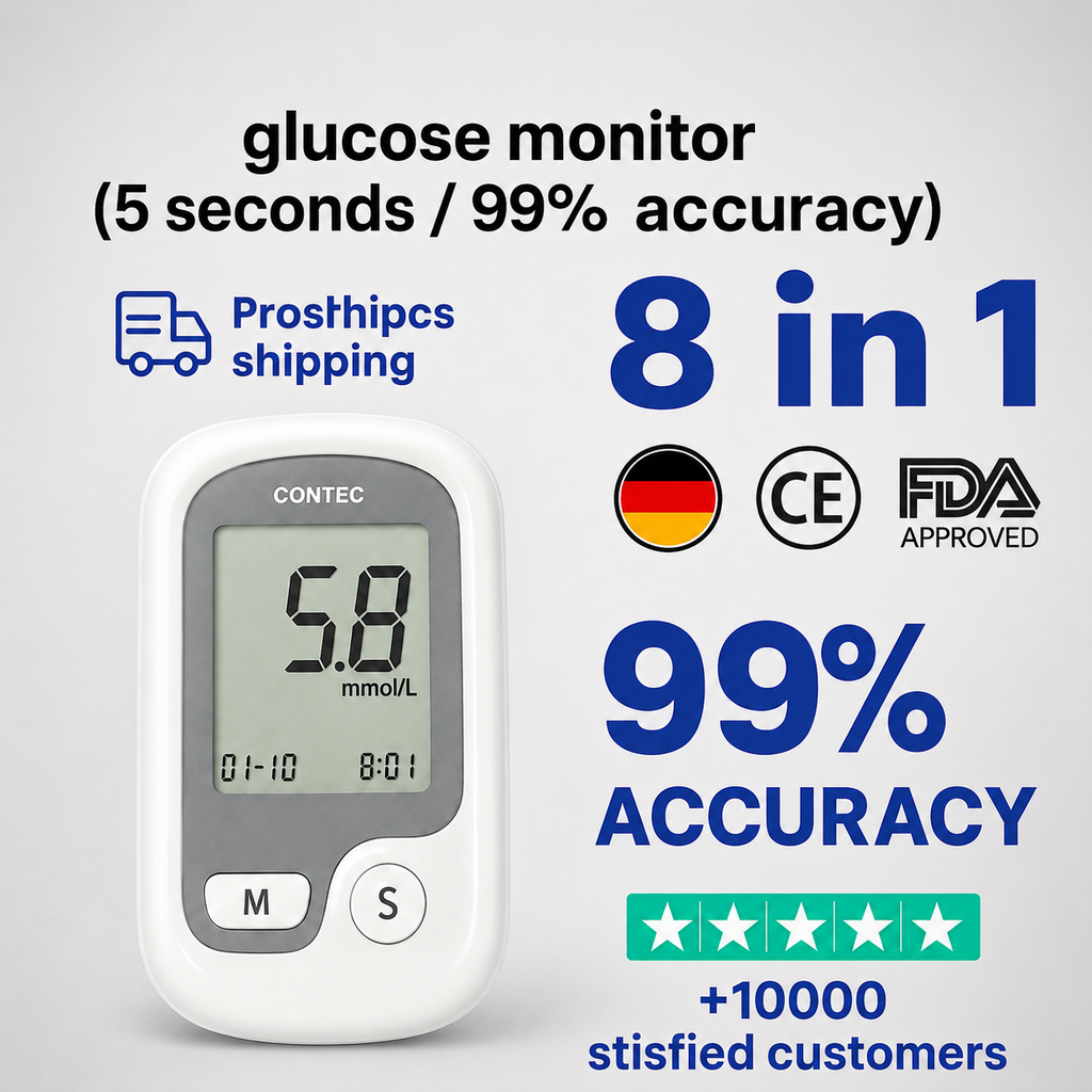 Blood Sugar Monitoring System with Portable Glucose Meter and Digital Lcd Display - Image 1
