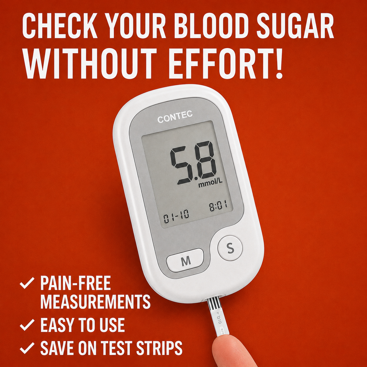 Blood Sugar Monitoring System with Portable Glucose Meter and Digital Lcd Display - Image 2
