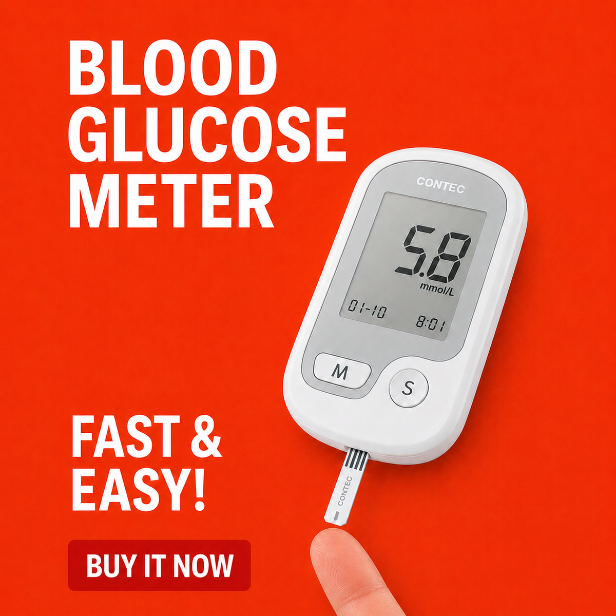 Blood Sugar Monitoring System with Portable Glucose Meter and Digital Lcd Display - Image 3