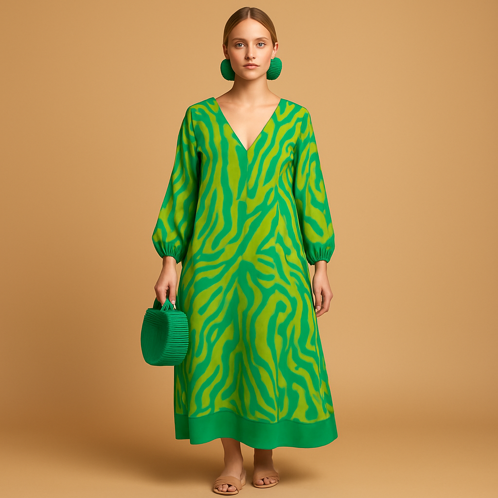 Boho maxi dress with long sleeves for women made from lightweight breathable fabric, perfect for summer festivals, beach outings, and casual days.