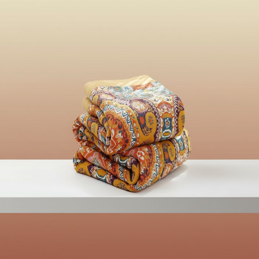 Boho Throw Blanket with Reversible Mandala Pattern and Soft Woven Cotton - Image 4