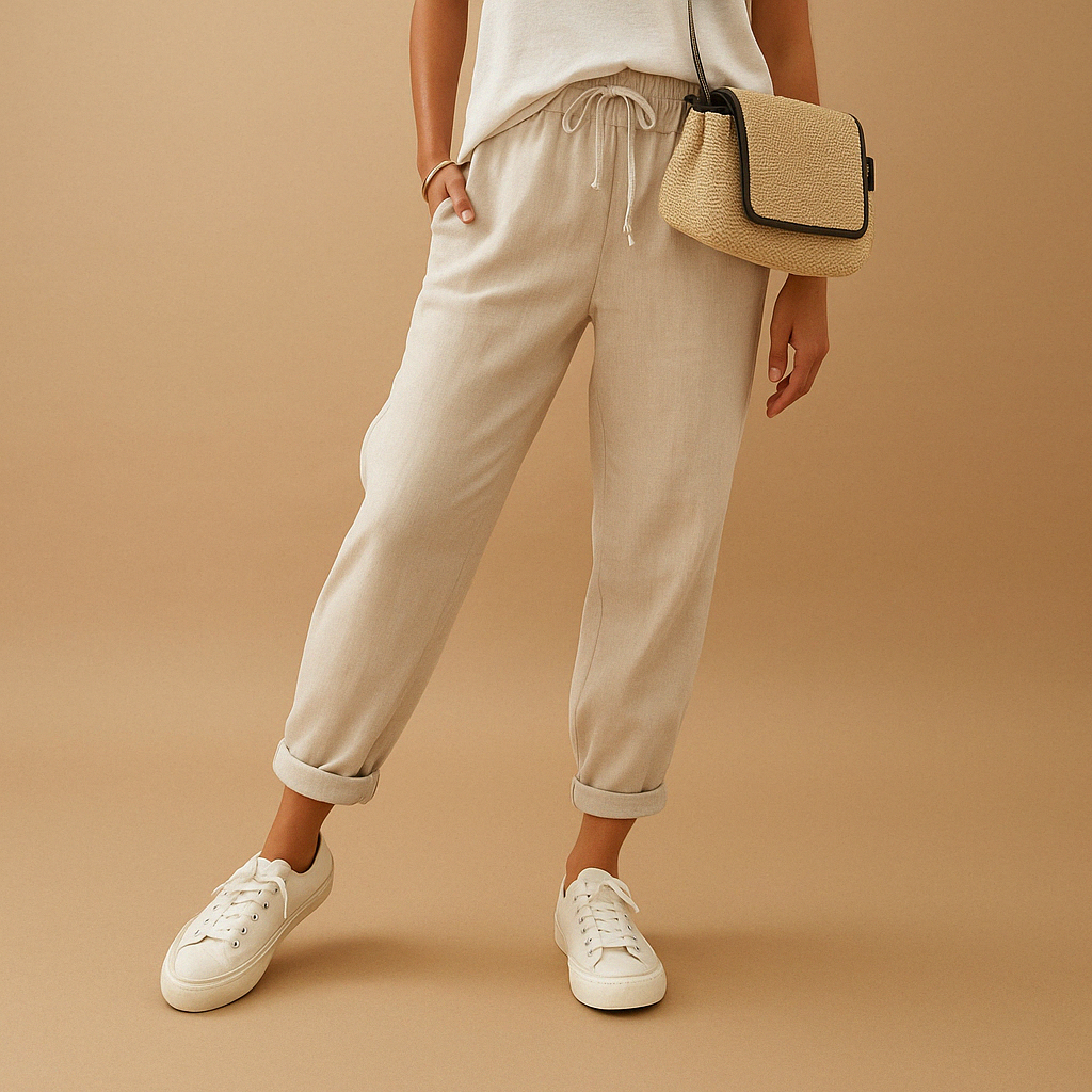 Women’s breathable loose fit trousers with lightweight design and relaxed silhouette, perfect for warm days, casual outfits, and comfortable everyday wear.