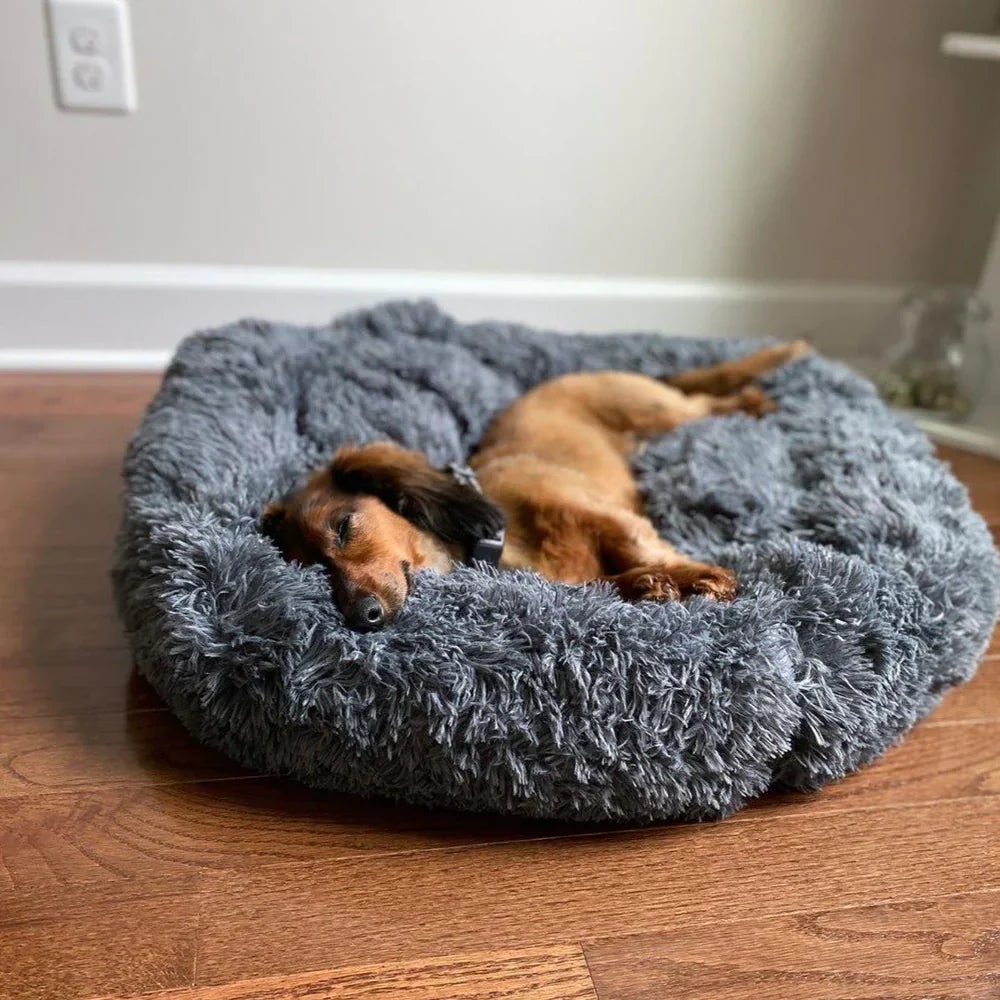 Calming Donut Dog Bed with Plush Raised Rim and Sunken Center Cushion - Image 6