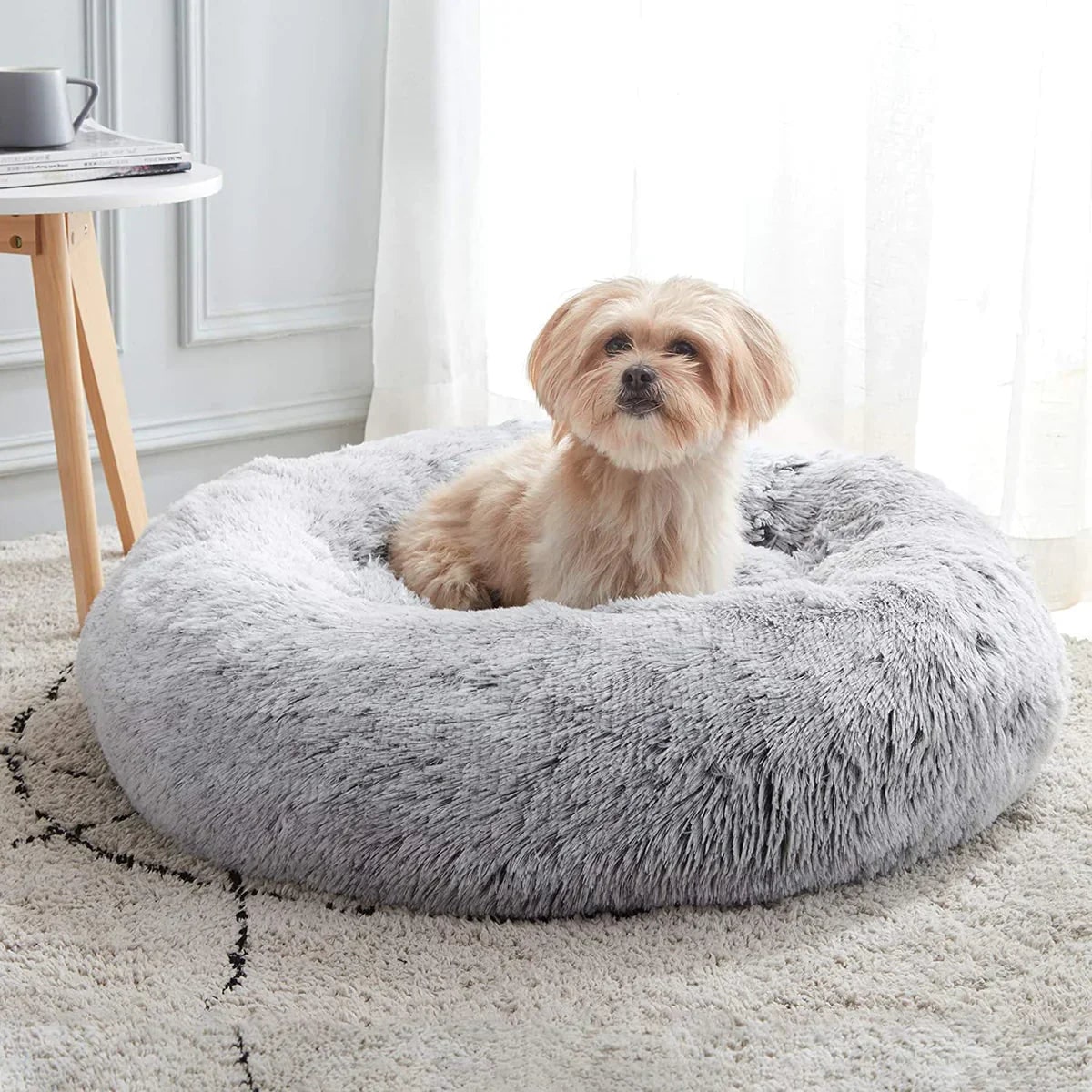 Calming Donut Dog Bed with Plush Raised Rim and Sunken Center Cushion - Image 7