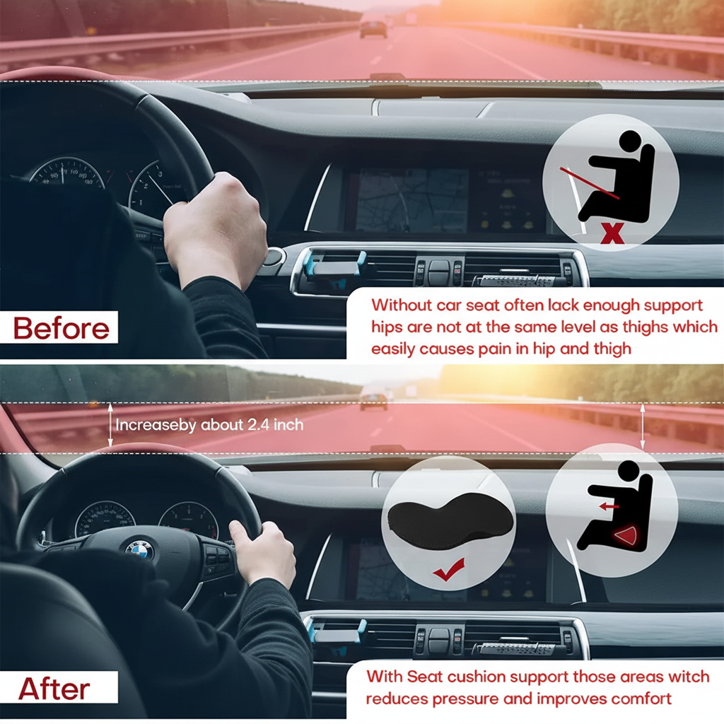 Car Seat Cushion with Memory Foam Booster and Contoured Ergonomic Support - Image 10