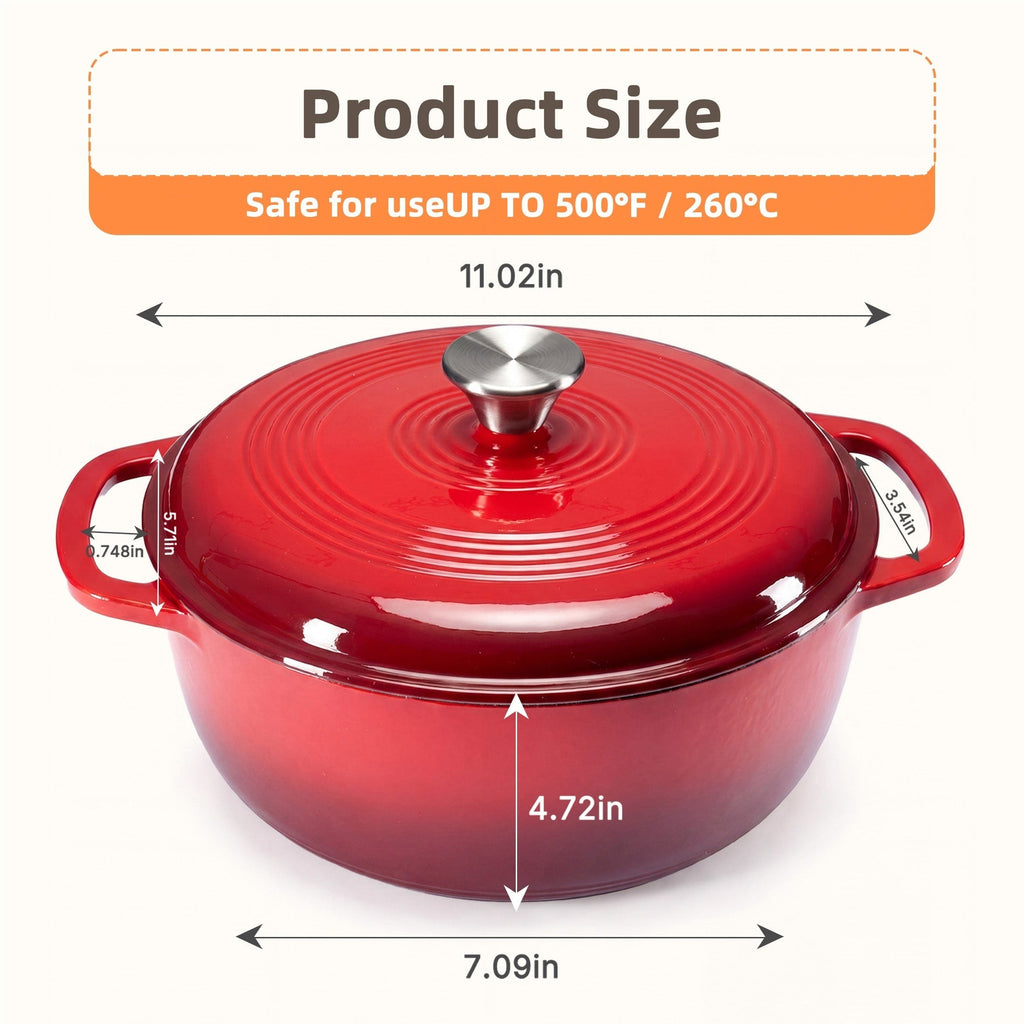 Cast Iron Dutch Oven Pot with Lid for Bread Baking and Braising 6 Quart Enameled - Image 12