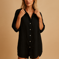 Women’s casual button-up shirt dress with pockets and relaxed fit, perfect for work, daily wear, and stylish casual outfits.
