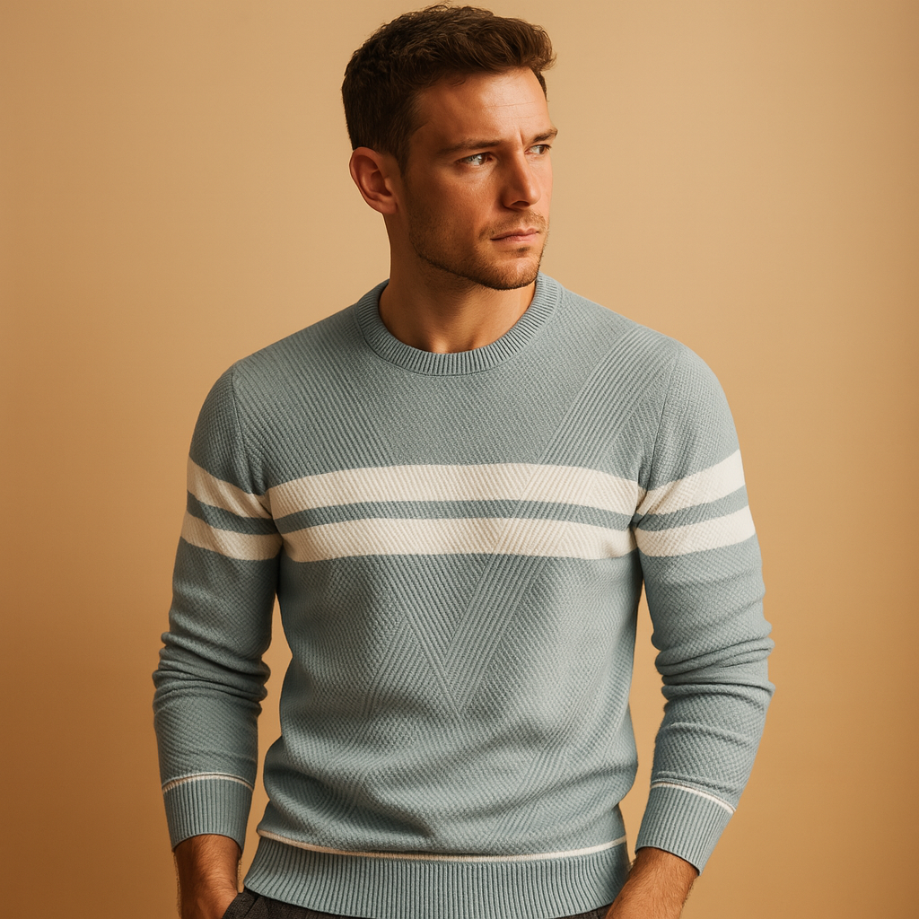 Men’s casual round-neck sweater with a warm, comfortable fit, ideal for everyday wear during autumn and winter.