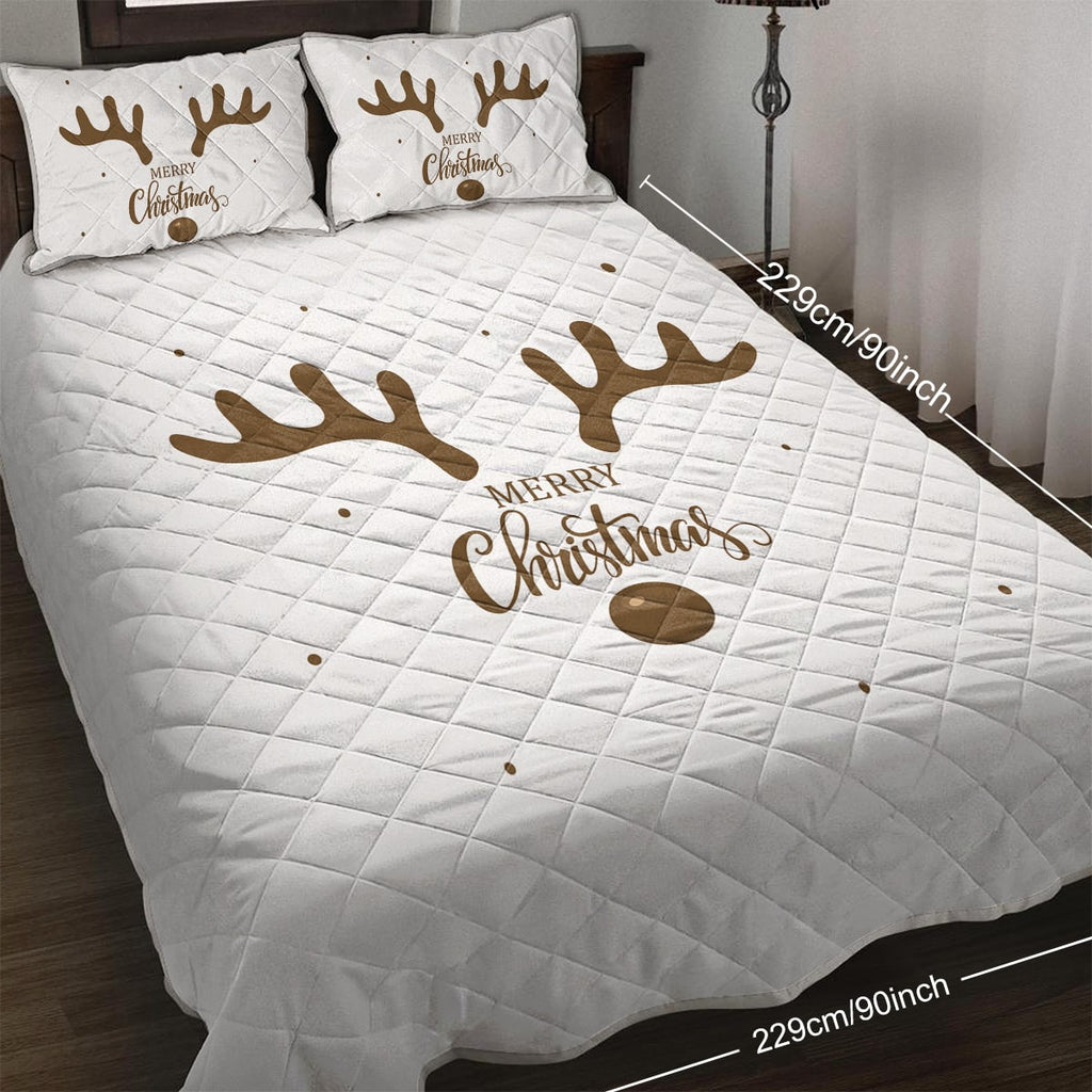 Christmas Bedding Set with Reindeer Quilt and 2 Pillow Shams Microfiber Quilted - Image 2