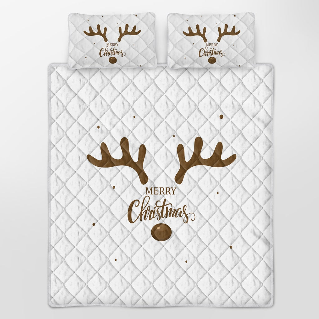 Christmas Bedding Set with Reindeer Quilt and 2 Pillow Shams Microfiber Quilted - Image 3