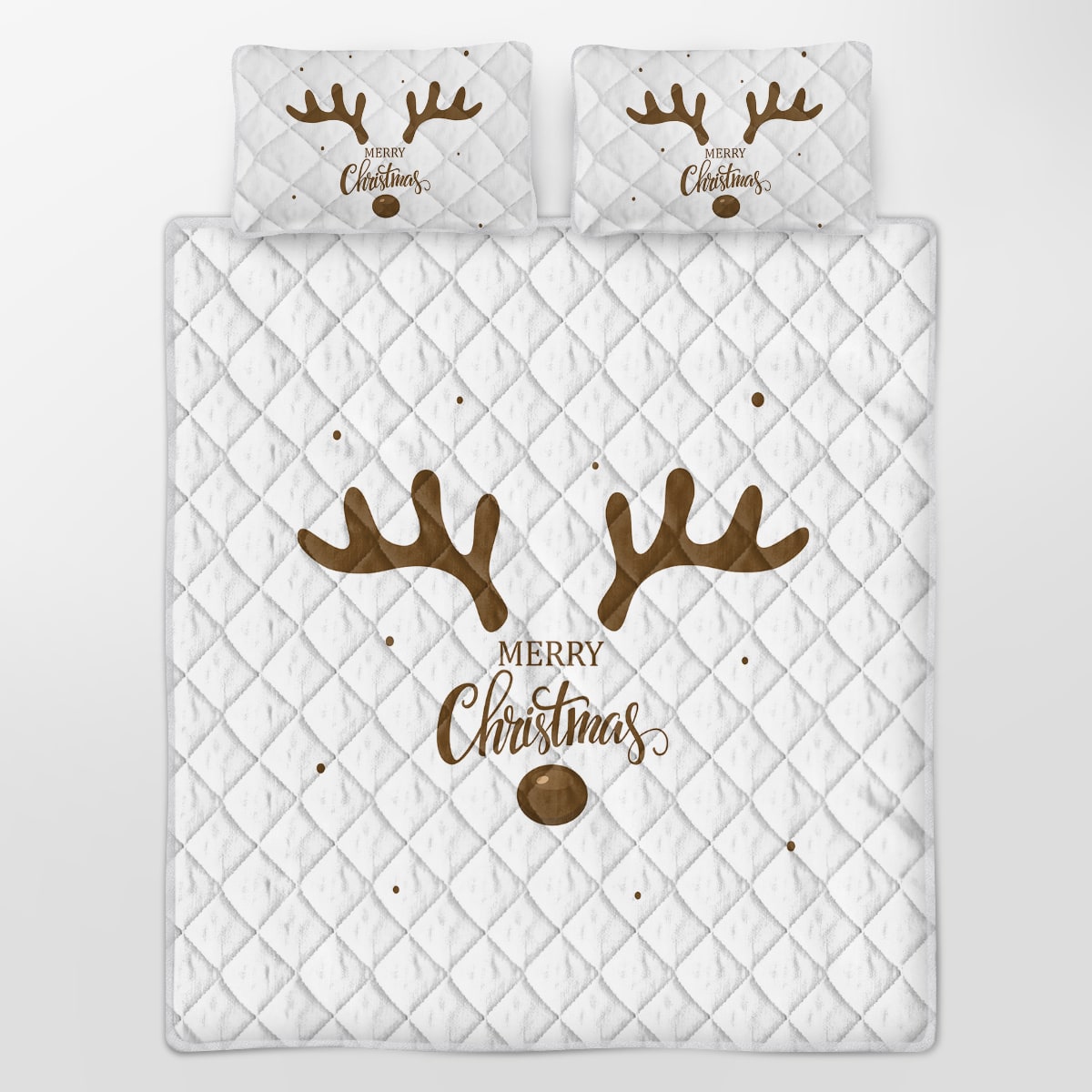 Christmas Bedding Set with Reindeer Quilt and 2 Pillow Shams Microfiber Quilted - Image 3