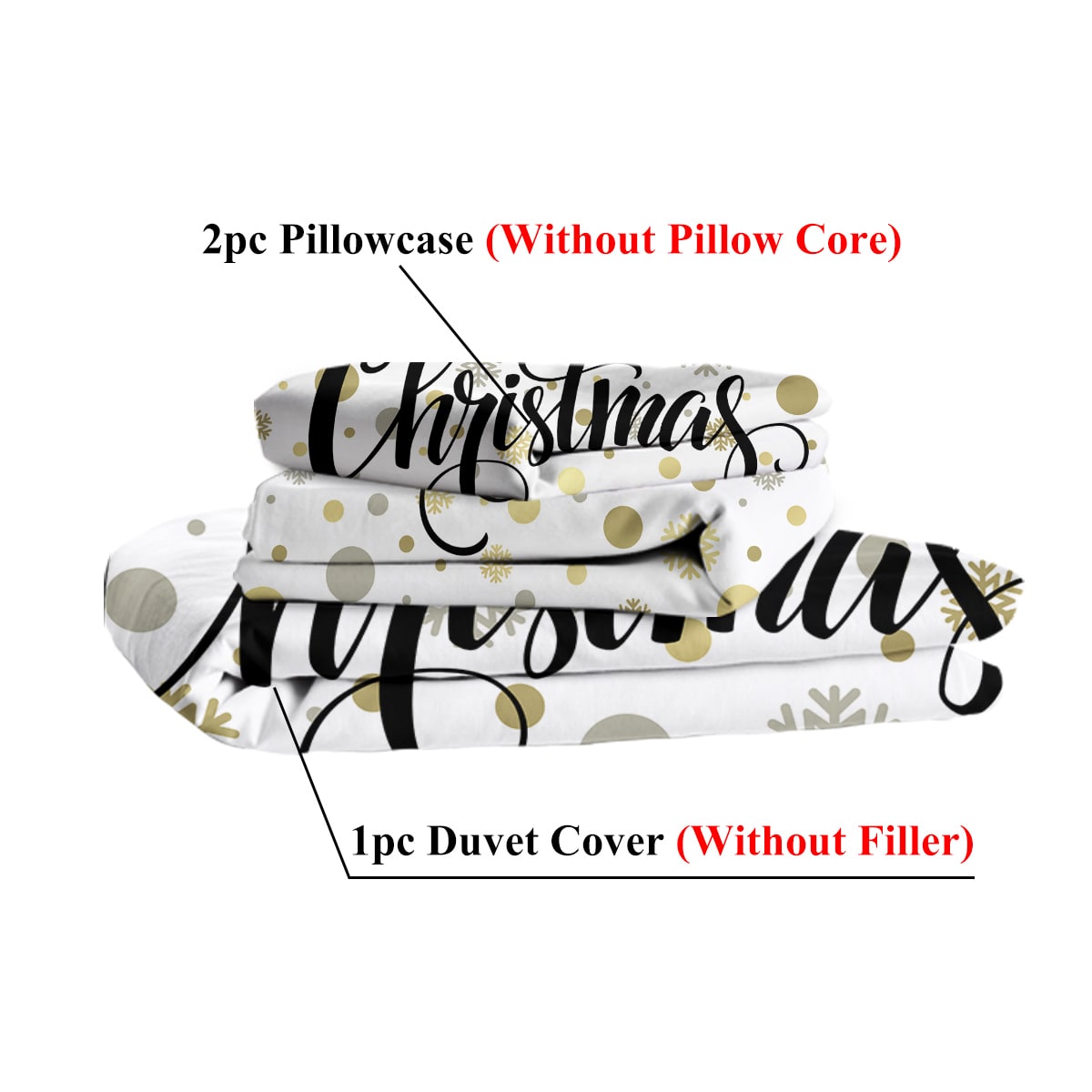 Christmas Duvet Cover Set with Pillowcases White Holiday Bedding - Image 6