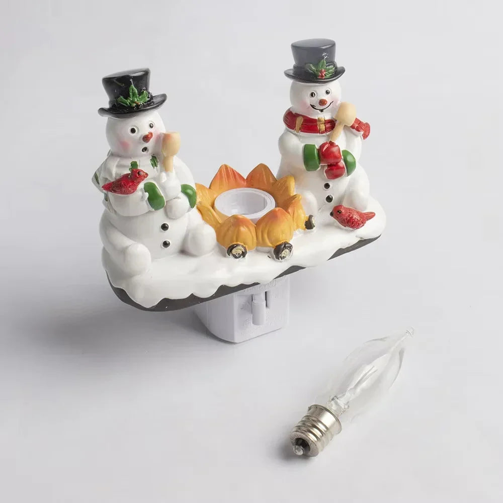 Christmas Night Light with Snowman Campfire Design and Plug-In Operation - Image 5