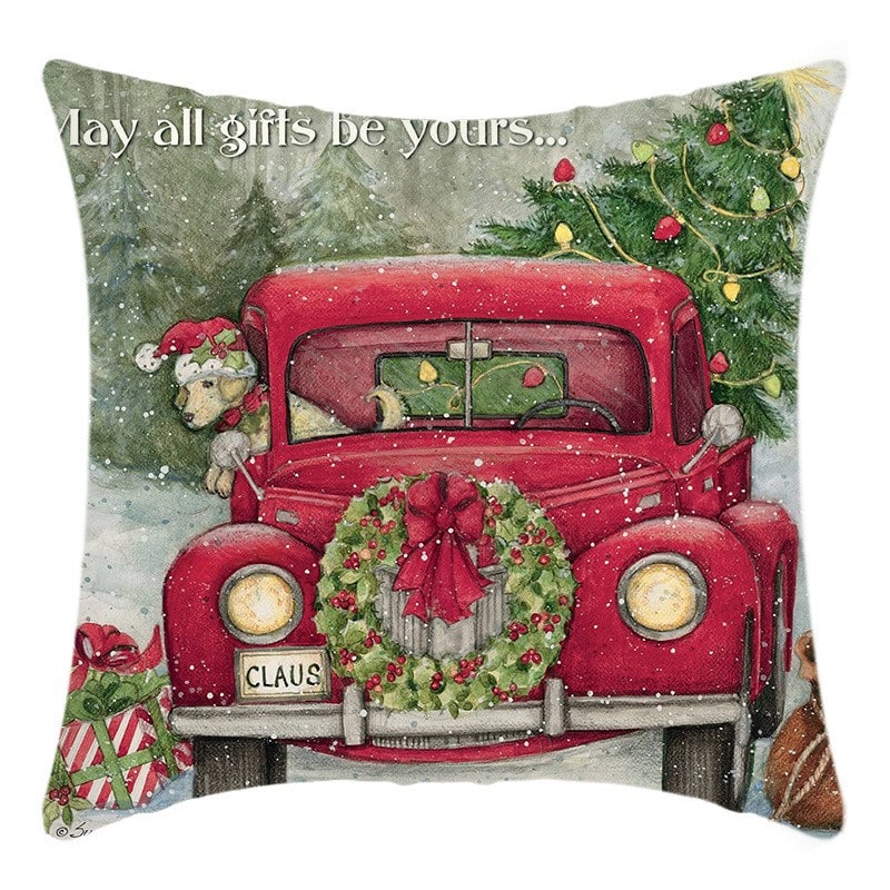 Christmas Pillow Cover Square Throw with Polyester Linen and Hidden Zipper - Image 5