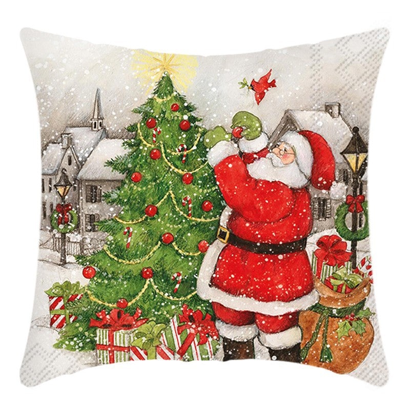 Christmas Pillow Cover Square Throw with Polyester Linen and Hidden Zipper - Image 6