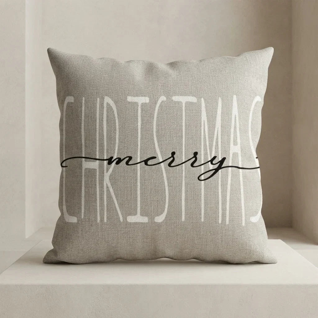 Christmas Pillow Covers Set of 4 with Hidden Zipper and Festive Woven Linen - Image 1