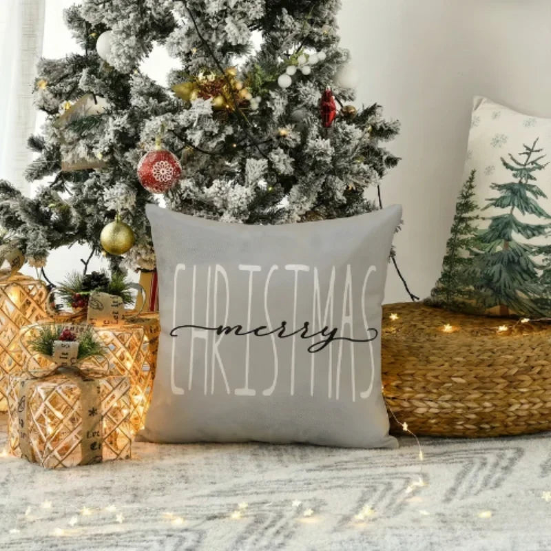 Christmas Pillow Covers Set of 4 with Hidden Zipper and Festive Woven Linen - Image 4