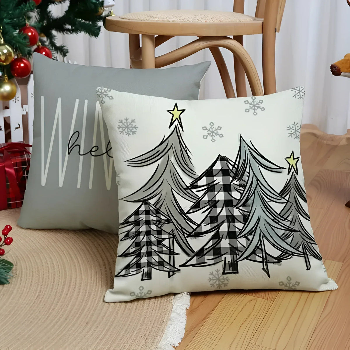 Christmas Pillow Covers Set of 4 with Hidden Zipper and Festive Woven Linen - Image 8