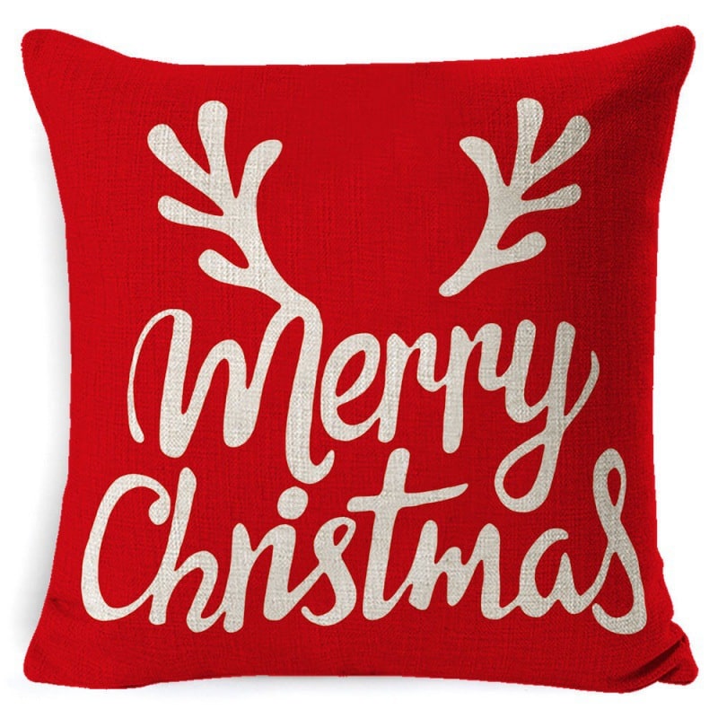 Christmas Pillow Covers with Linen-Look Festive Decorative Accent Design 18x18 Inch Square Throw - Image 1