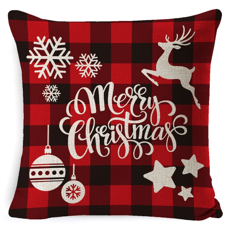 Christmas Pillow Covers with Linen-Look Festive Decorative Accent Design 18x18 Inch Square Throw - Image 11