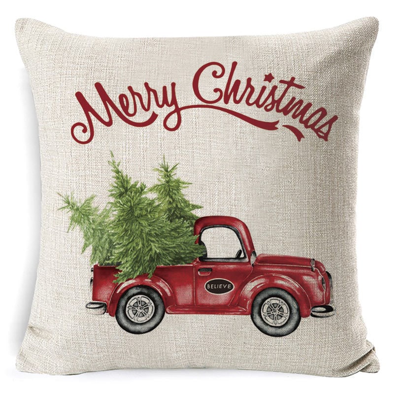 Christmas Pillow Covers with Linen-Look Festive Decorative Accent Design 18x18 Inch Square Throw - Image 16