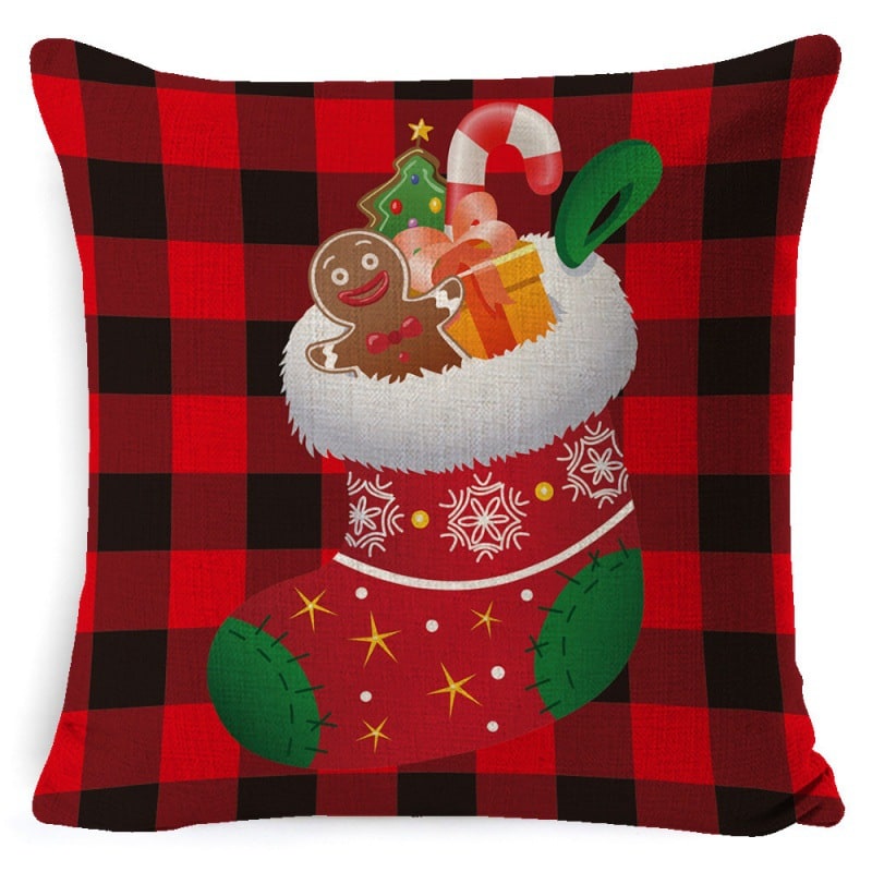 Christmas Pillow Covers with Linen-Look Festive Decorative Accent Design 18x18 Inch Square Throw - Image 2