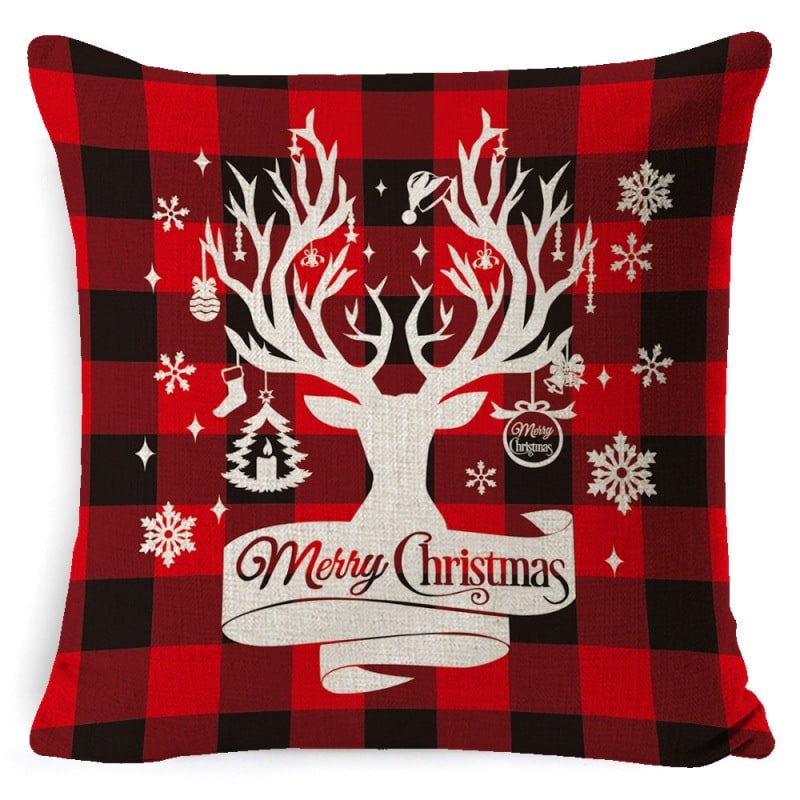 Christmas Pillow Covers with Linen-Look Festive Decorative Accent Design 18x18 Inch Square Throw - Image 27