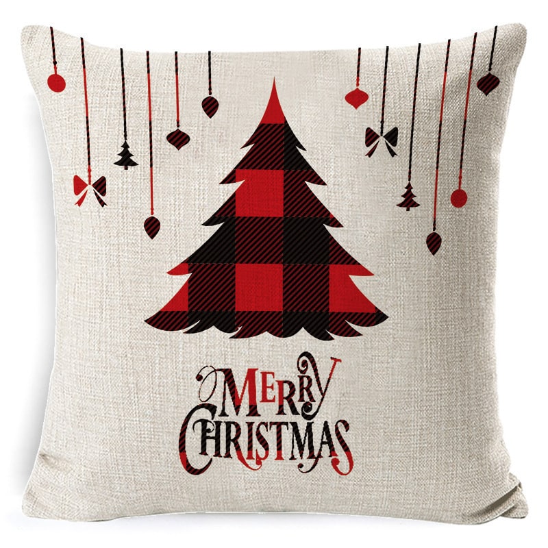 Christmas Pillow Covers with Linen-Look Festive Decorative Accent Design 18x18 Inch Square Throw - Image 28