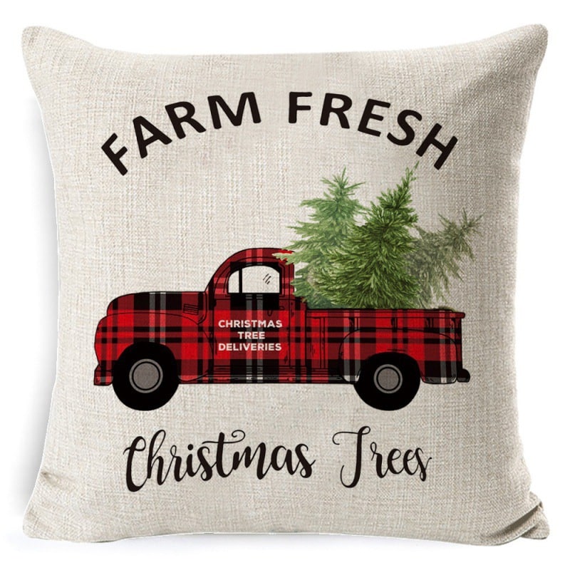Christmas Pillow Covers with Linen-Look Festive Decorative Accent Design 18x18 Inch Square Throw - Image 32