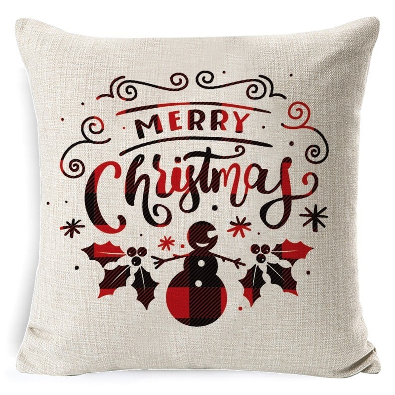 Christmas Pillow Covers with Linen-Look Festive Decorative Accent Design 18x18 Inch Square Throw - Image 35