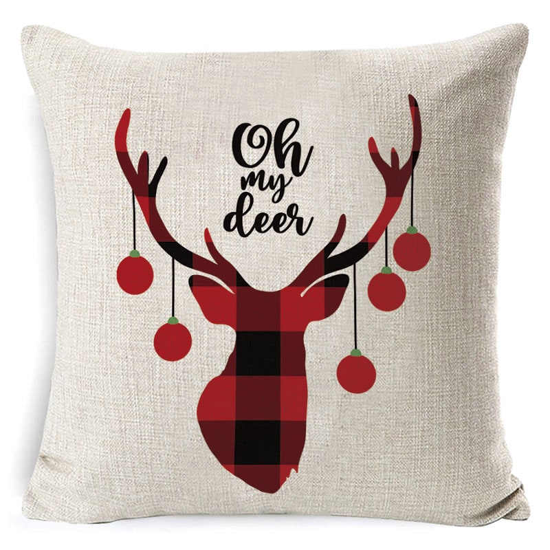 Christmas Pillow Covers with Linen-Look Festive Decorative Accent Design 18x18 Inch Square Throw - Image 36